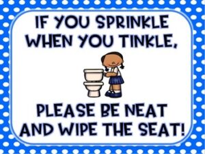 If you sprinke when you tinkle please be neat and wipe the seat